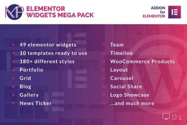 Elementor Widgets Mega Pack (v1.1) - Elementor页面构建器WordPress插件的强大扩展工具