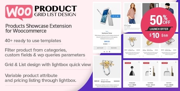 WOO Product GridList v1.0.8 - 响应式产品展示扩展插件，适用于Woocommerce