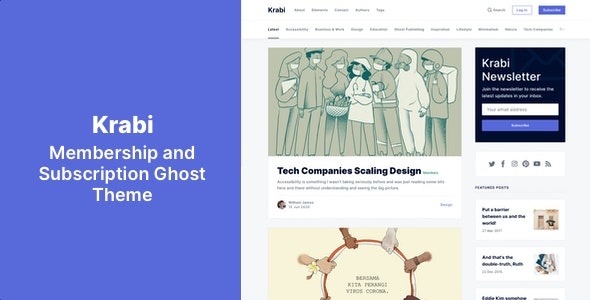 Krabi v.1.0.8 会员与订阅 Ghost 主题