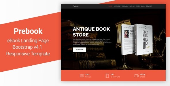 Prebook - 电子书着陆页响应式Bootstrap主题