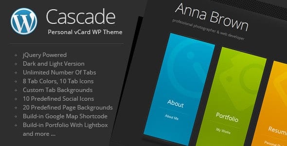Cascade v8.2 Personal vCard WordPress Theme - 个人名片主题