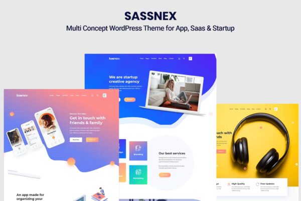 Sassnex v1.0 多概念WordPress主题 - 适用于应用、SaaS和初创企业