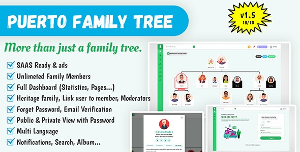 Puerto Family Tree Builder PHP Script v1.5.4 - 家族树构建PHP脚本