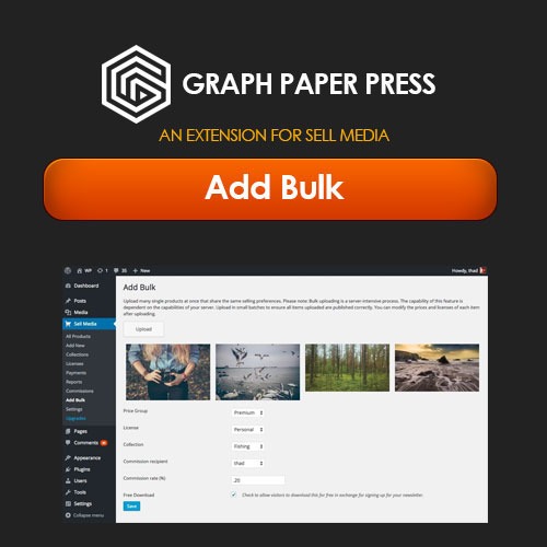 Graph Paper Press Sell Media Add Bulk v.2.1.3 - 批量销售媒体文件插件