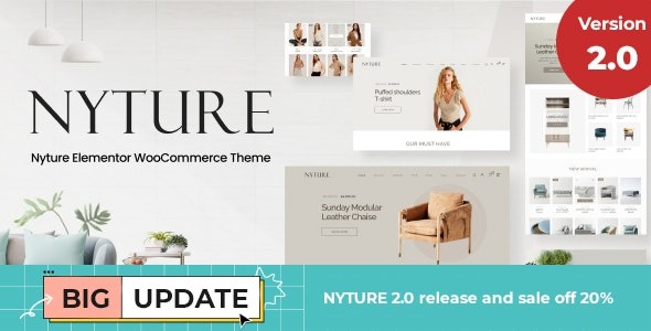 Nyture (v2.0.3) Elementor WooCommerce主题 - 现代电子商务网站设计