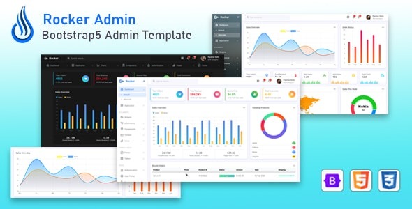 Rocker v2.1 Bootstrap 5 后台管理仪表盘模板 - 响应式设计，高效管理