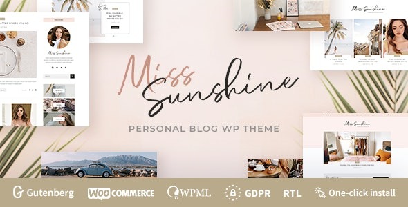 Miss Sunshine v1.1.2 女性生活方式博客WordPress主题 - 优雅设计与时尚内容展示