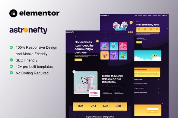 Astronefty – NFT作品集Elementor模板套件