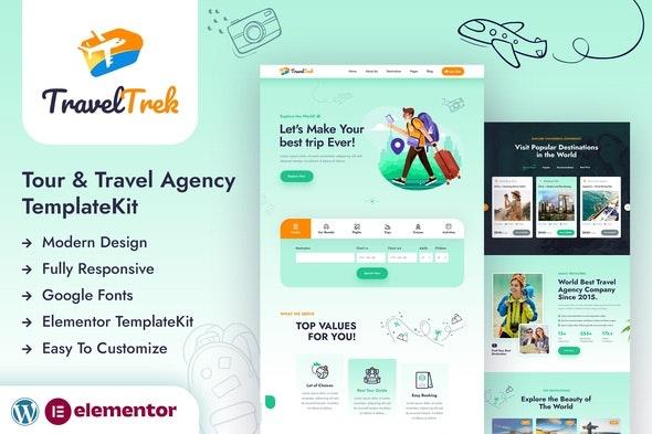 Adventours – 冒险旅行机构与旅游Elementor模板套件