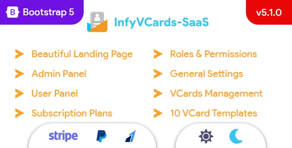 vCard Digital Business Card Builder SaaS v.7.5.0 - 数字商务名片构建器SaaS解决方案