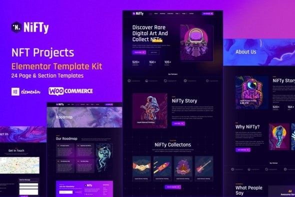 NiFTy – NFT项目与作品集WordPress Elementor模板套件
