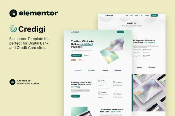 Credigi – Digital Bank & Credit Card Elementor Template Kit - 数字银行与信用卡Elementor模板套件