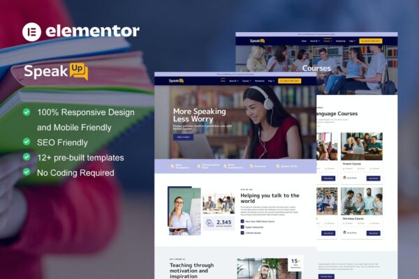 SpeakUp – 语言课程与翻译服务Elementor模板套件