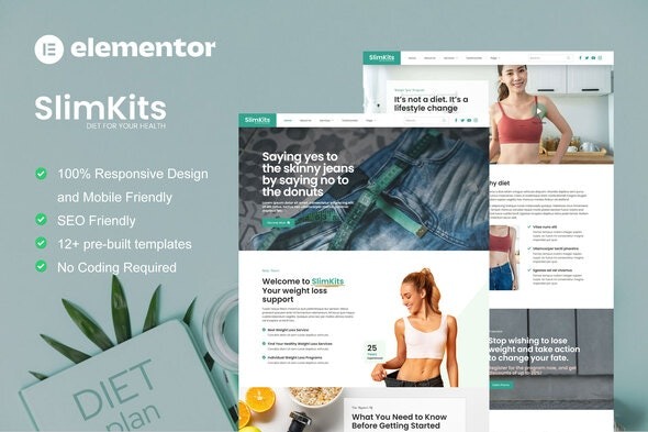 Slimkits – 减肥与饮食计划Elementor模板套件