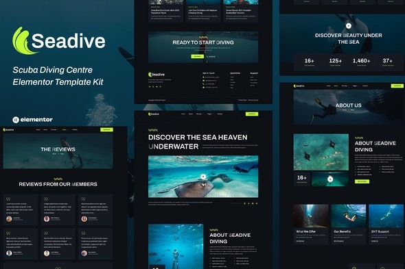 Seadive - Scuba Diving Centre Elementor Template Kit | 潜水中心Elementor模板套件