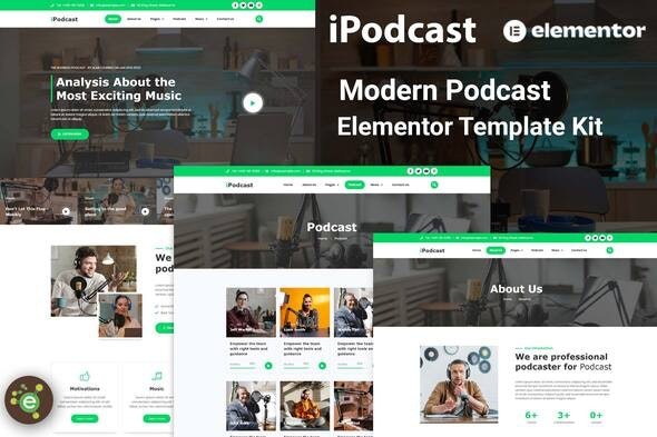 iPodcast - 现代播客Elementor模板套件