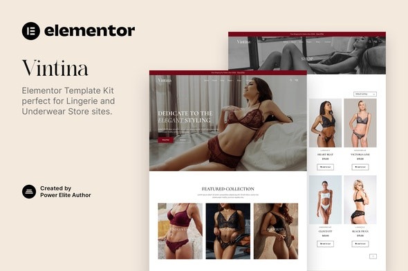 Vintina - 内衣店Elementor模板套件，专为女性内衣品牌打造的WordPress主题