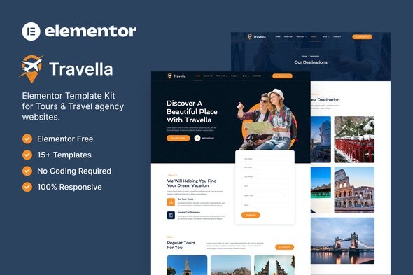 Travella – 旅游与旅行社Elementor模板套件