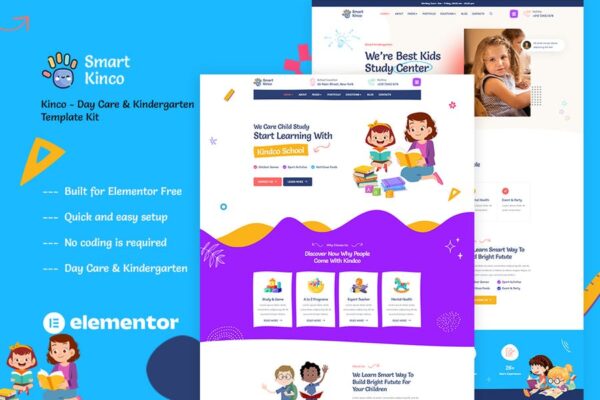 Kinco – 日托与幼儿园Elementor模板套件（Day Care & Kindergarten Elementor Template Kit）