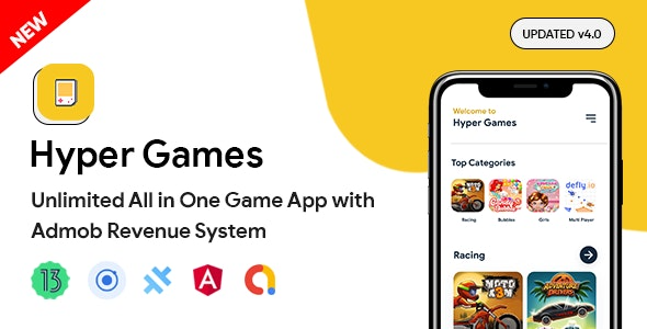 Hyper Games (v4.0.0) 全能游戏应用 | 支持AdMob | 无限游戏 | Android + iOS应用