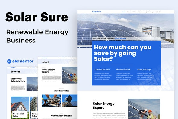 Solar Sure - 可再生能源企业 - Elementor模板套件