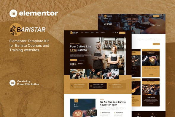 Baristar – 咖啡师课程与培训Elementor模板套件