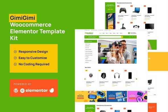 GimiGimi - Woocommmerce Elementor Template Kit - 电子商务WordPress主题模板套件