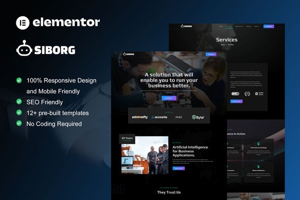 Siborg – Robotics & Technology Elementor Template Kit | 机器人技术与科技Elementor模板套件