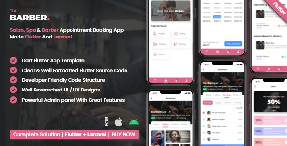 Salon Booking Management System With Mobile App using Flutter v2.2.0 - 美发沙龙预约管理系统与Flutter移动应用