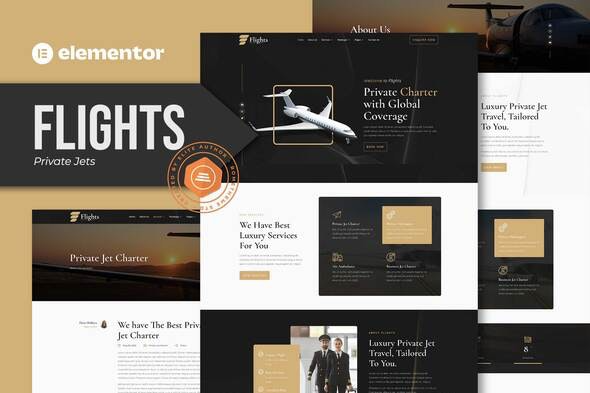 Flights – Private Jets Elementor Template Kit 私人飞机Elementor模板套件