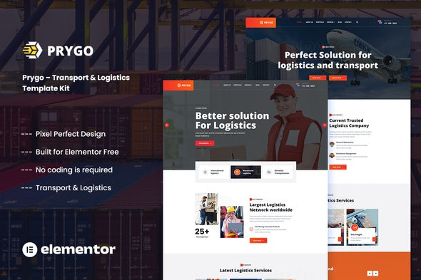 Prygo – 运输与物流Elementor模板套件