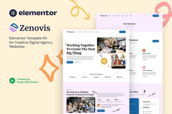 Zenovis – Creative Digital Agency Elementor Template Kit | 创意数字机构Elementor模板套件