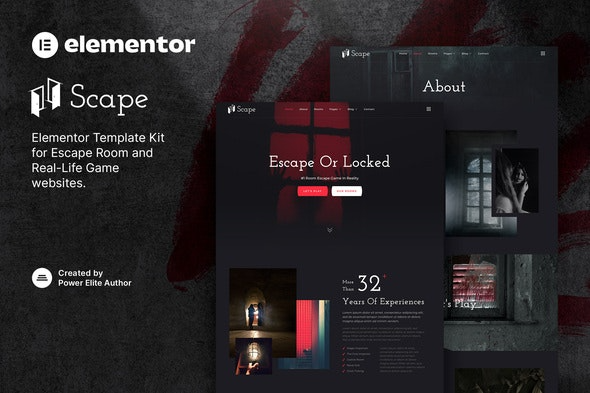 Scape – Real-Life Escape Room Game Elementor Template Kit - 真实密室逃脱游戏Elementor模板套件