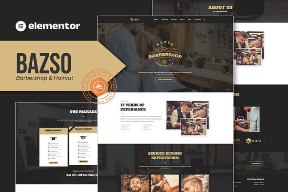 Bazso - 理发店Elementor模板套件 | 专业理发店网站设计模板