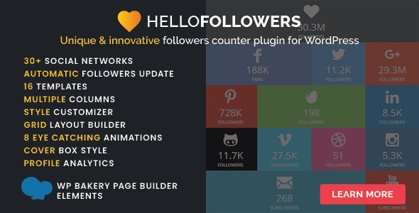 Hello Followers v2.5 WordPress社交关注计数器插件