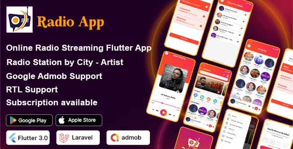 DTRadio (v1.0.0) 在线广播Flutter应用（iOS和Android）带管理面板