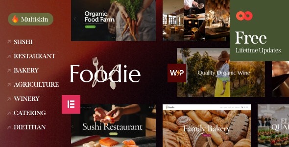 Foodie (v1.4.0) 美食与葡萄酒 Elementor 多皮肤 WordPress 主题