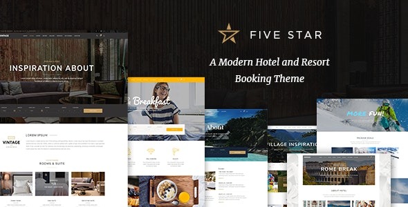 FiveStar (v1.7) Hotel Booking Theme - 现代酒店和度假村预订主题