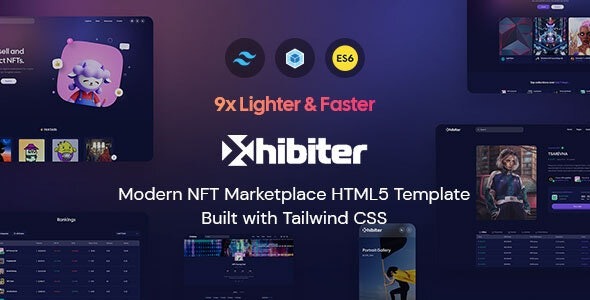 Xhibiter (v1.8) NFT市场HTML模板 - 数字艺术品交易平台