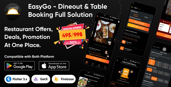 EasyGo (v1.0) Dineout & Table Booking | 餐厅优惠、交易、促销 | Dineout克隆完整解决方案