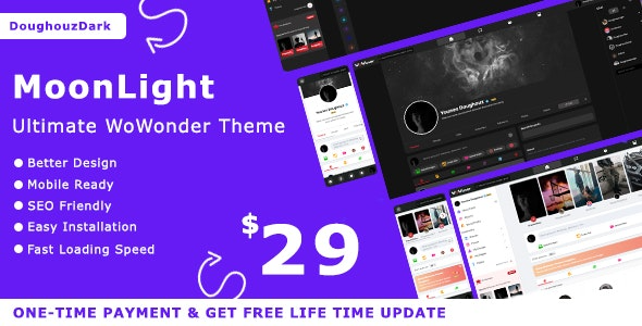 MoonLight (v1.0) 终极WoWonder主题 - 社交网络平台完美解决方案