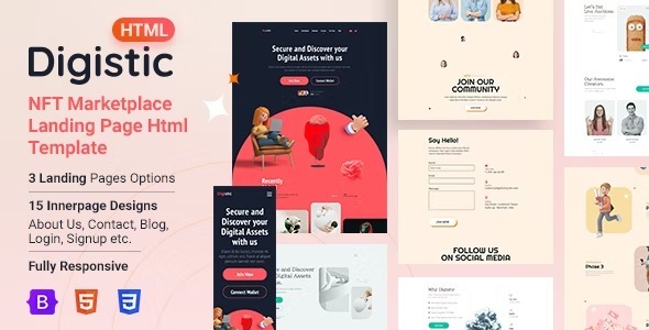 Digistic (v1.0) NFT市场着陆页HTML模板
