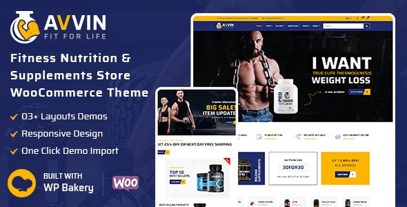 Avvin (v1.4) 健身营养和补充剂商店 WooCommerce 主题