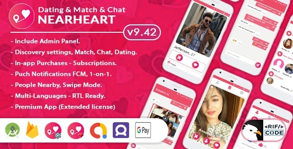 Nearheart (v9.42) Android Dating Tinder Clone Full App with Admin panel - 安卓社交约会平台完整应用