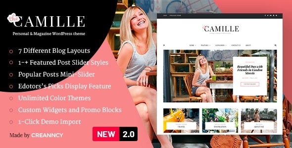 Camille (v2.3) 个人与杂志 WordPress 主题 - 响应式干净博客设计