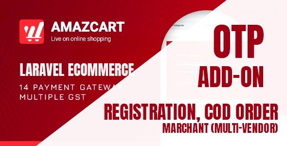 OTP add-on AmazCart Laravel Ecommerce System CMS v1.4 - 为AmazCart电商系统添加OTP验证功能的插件
