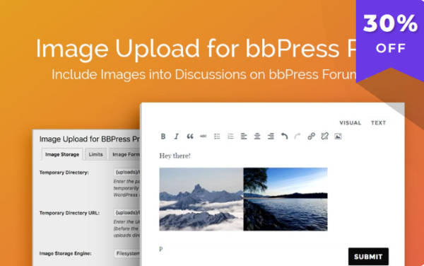 Image Upload for bbPress Pro v2.1.34 - 为bbPress论坛添加图片上传功能的专业插件