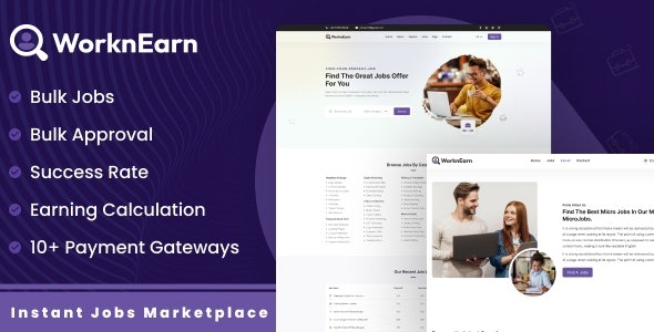WorknEarn v1.0.0 即时工作市场主题 - 快速搭建任务交易平台