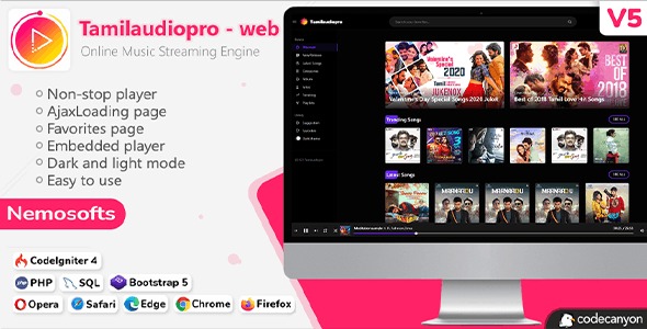 Tamilaudiopro v5.0 在线音乐流媒体网站主题