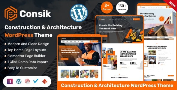 Consik v1.0.1 建筑与施工WordPress主题 - 专业建筑行业网站模板